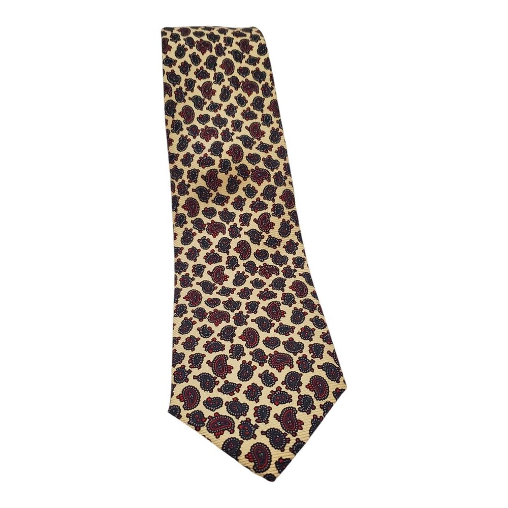 Vintage Polo Ralph Lauren Necktie Silk Yellow Red Paisley Print Saks Fifth Ave